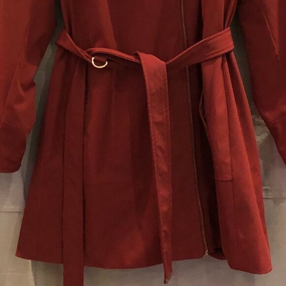 MICHAEL KORS Women's Plus Size Hooded Belted Trench Coat Harvest Orange Size 2X - Picture 3 of 13